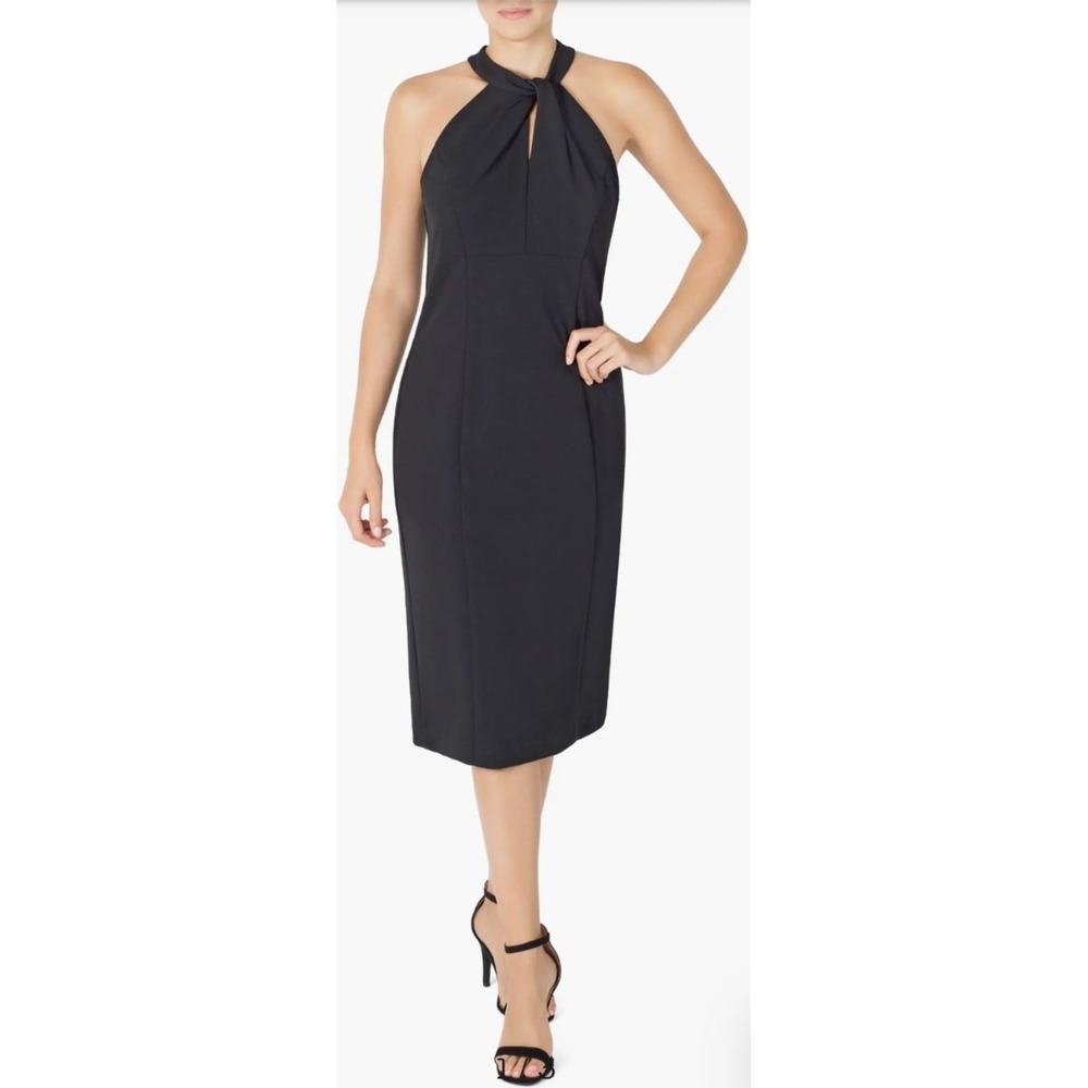 Little Black Dress Halter Neck Sleeveless Cocktail Party Midi Dress NWT $109